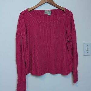 Anthropologie Saturday Sunday Perry thermal waffle knit top pink small